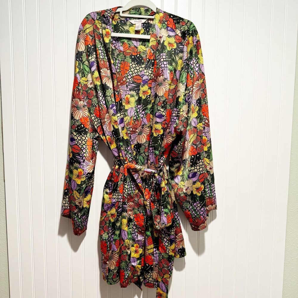 Lane Bryant Cacique Floral Satin Robe Plus Size 26/28